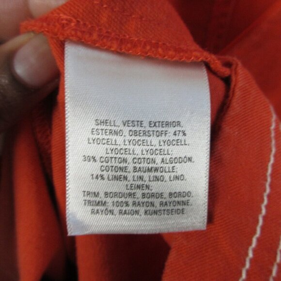 Anthropologie Maeve Bileu Dress 14 Orange Asymmetrical Cotton Flare Summer 286 - Picture 6 of 14